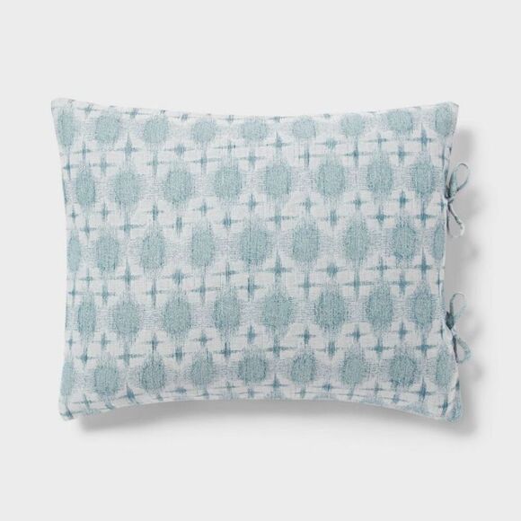 Open Box - Threshold -  Cotton Slub Duvet Cover Set I Ivory/Light Teal Blue - Picture 4 of 4